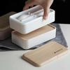 Microwave Double Layer Lunch Box 1200ml Wooden Salad Bento Box BPA Free Portable Container Box Workers Student