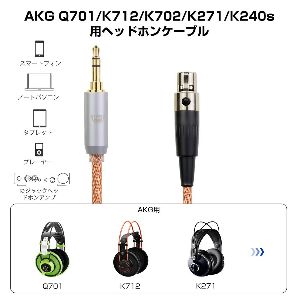 Okcsc ZT16 Headphone Cable Q701 Connector Replacement Cable for 16 Core Pure Copper Compatible with K171 Length XLR-3Pin Earphones/Headphones K240S,