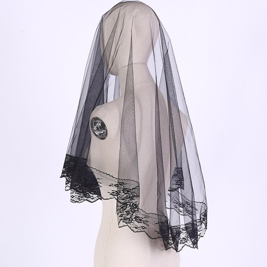 Bridal Veil Bachelorette Party Decorations Bride To Be Gift Bridal Shower Wedding Black Double /Single Layer Floral Lace