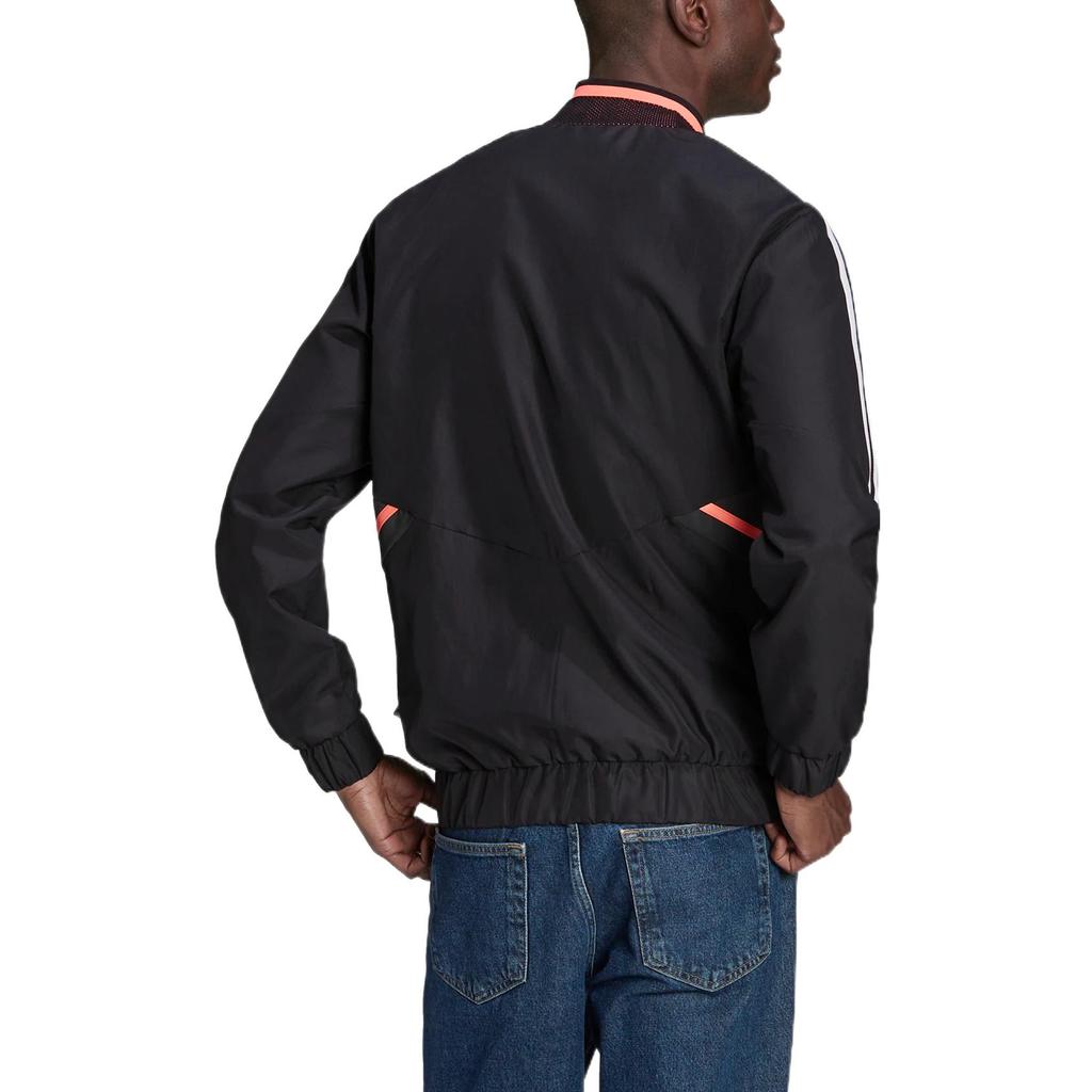 Adidas Uve 22/23 Спортивная куртка на молнии с полосатым принтом и логотипом Мужские куртки черные H67135