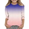 Топы с принтом для девочек 5-16 лет с круглым вырезом и рукавами 3/4 Футболки Модные топы Наряды Футболки