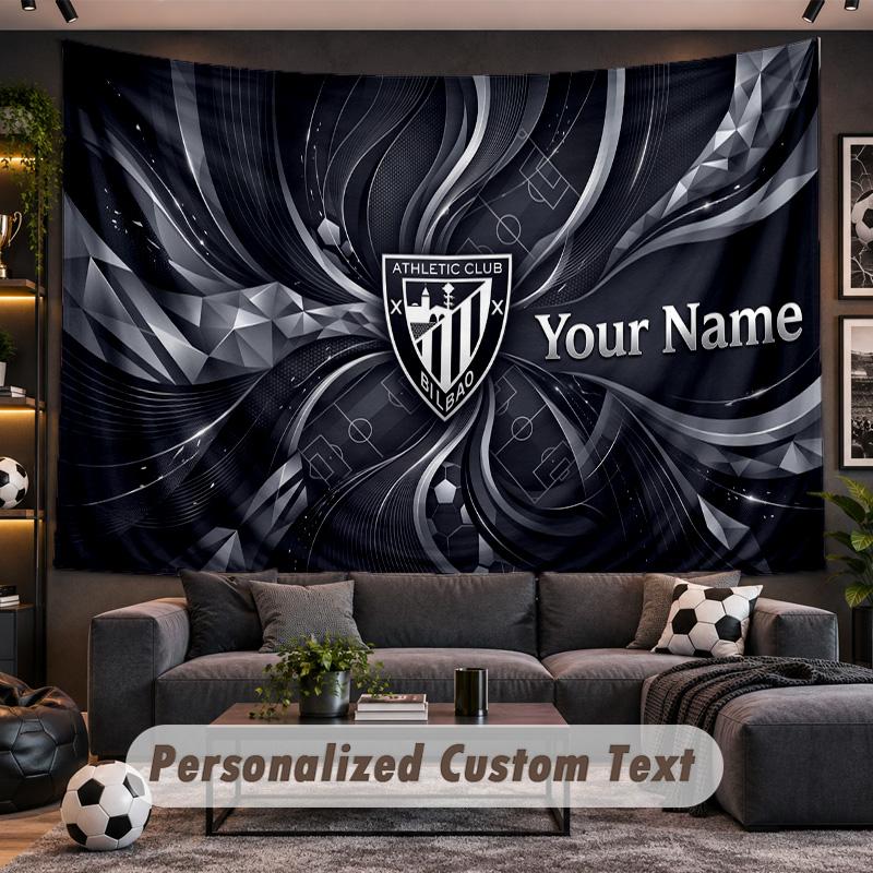 Athletic Bilbao FC Personalized Tapestry Support Custom Name, Wall Art Home Decoration