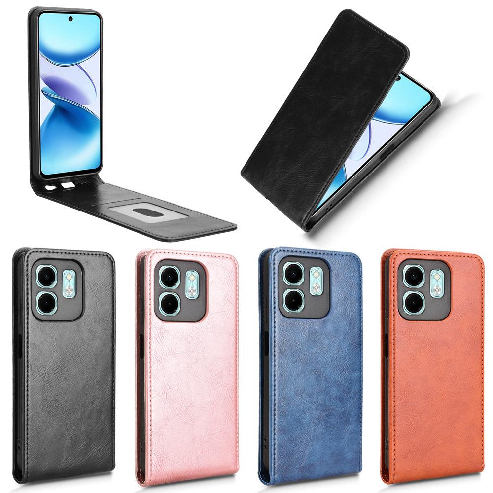 Leather Flip Cases For Infinix Hot 50i / Smart 9 Up And Down Flip Cover PU Leather Durable Protective Cover