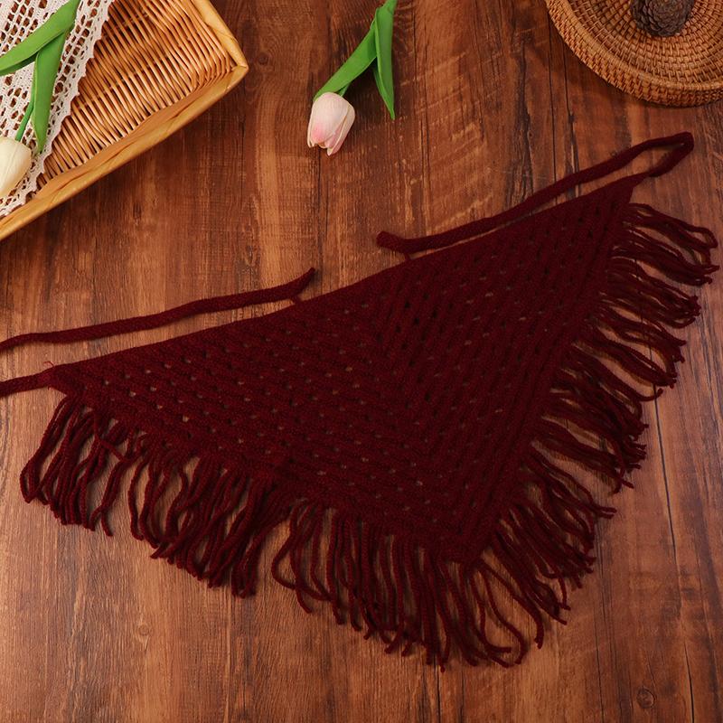 Y2K Ажурный шарф-треугольник с бахромой для женщин Весенний регулируемый многослойный аксессуар Универсальная повязка на талию/бедра Бандана