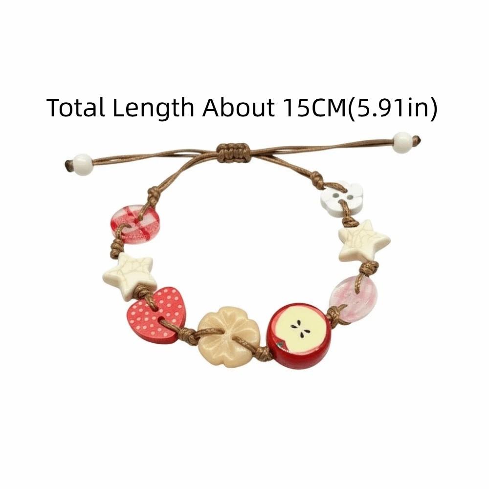 Sweet Adjustable Woven Bangle Lovely Cartoon Beads Hand Chain New Resin Star Bracelet Daily