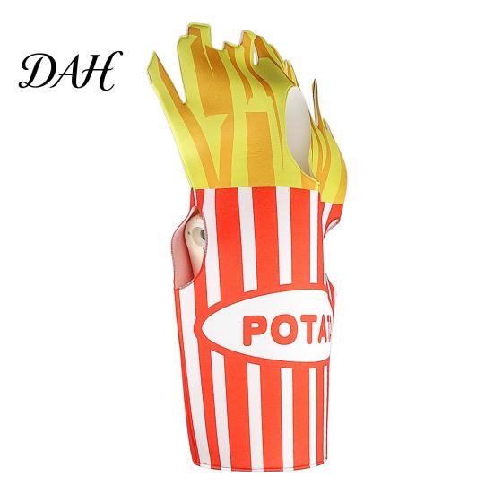 Hooded Food Costume Adults Fast Costume, Unisex Hot Dog Hamburger French Fries Women Cosplay Attire Dress Up Outfit for Halloween Holiday Party Stage