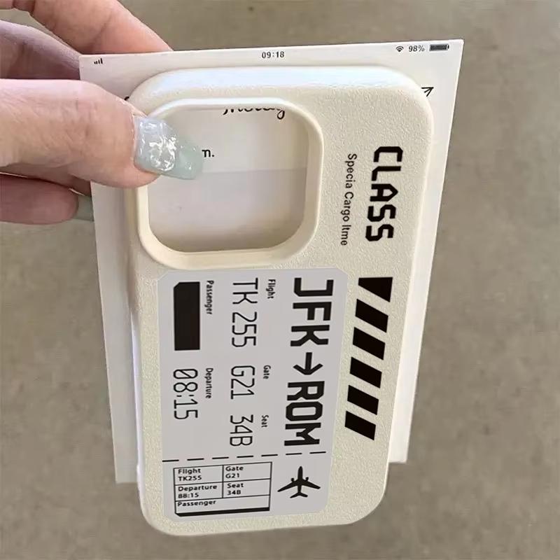 Дизайн авиабилета Чехол для телефона для iPhone 17 Pro Max 16 Plus 15 Pro 14 13 12 11 XR XS 17Air Личи Текстура Мягкий Чехол