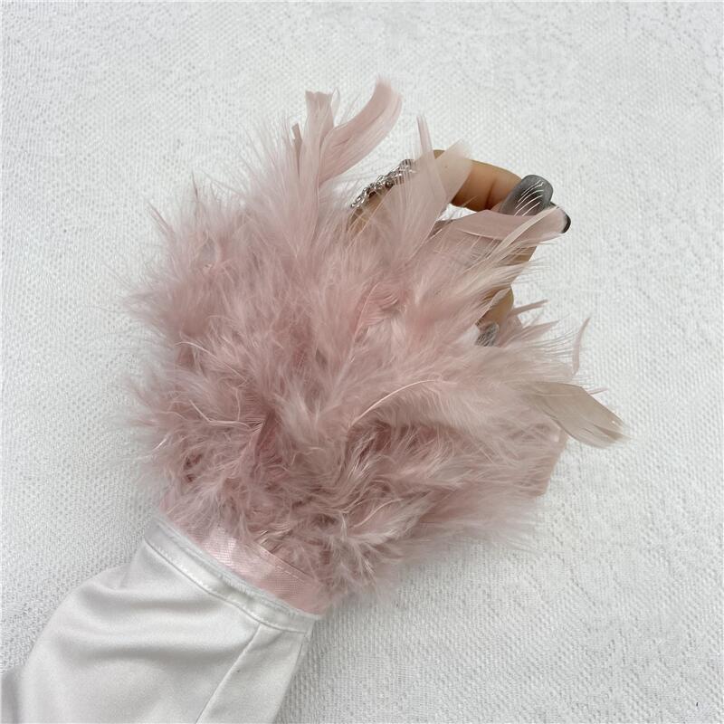 1 шт., манжеты из страусиного пера из натурального меха, манжеты из страусиных перьев, браслет с застежкой, манжеты из перьев, рукав на запястье