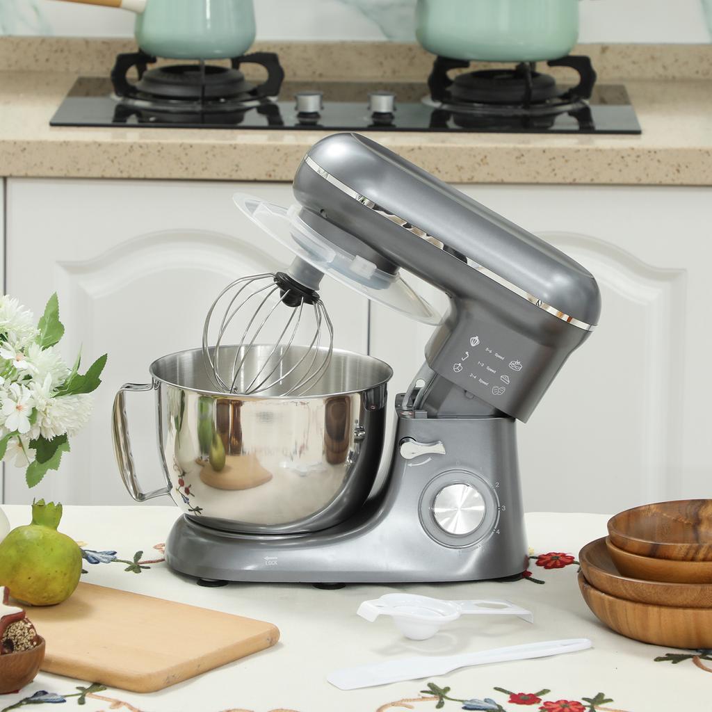 Stand Mixer 1300 W, Professional Kneading Mixer 4.5 L, Stainless Steel Bowl, 6+P Speeds and Pulse, Silver