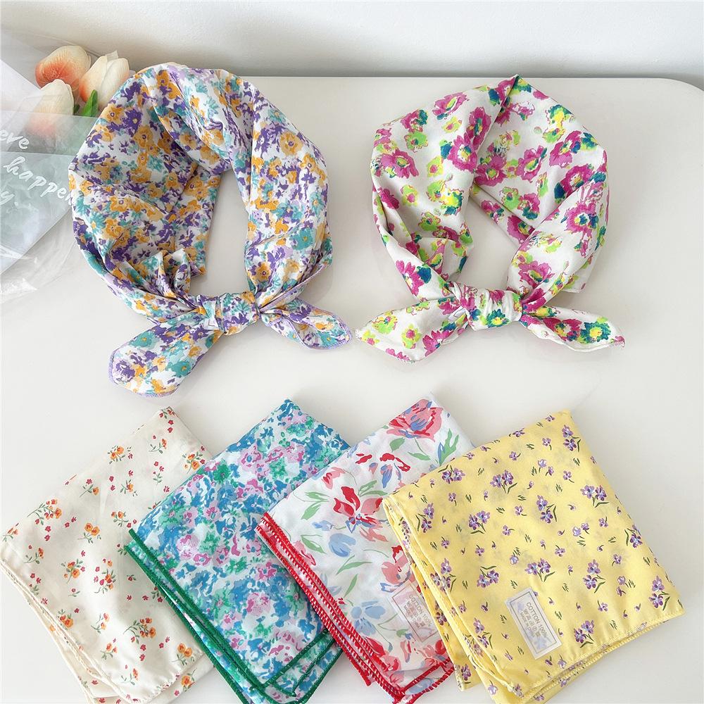 Маленький квадратный шарф из хлопка и льна, шелковый шарф, женский, весна и осень, новый стиль, художественный и универсальный, модный, темпераментный шарф-повязка на голову