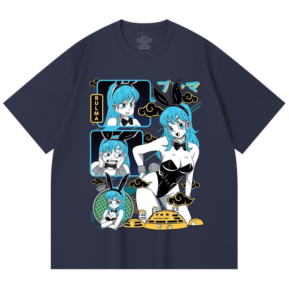 230 Gsm 100% Cotton Dragon Ball V9 Bulma Print Unisex Heavy Cotton T Shirt