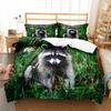 Raccoon Duvet Cover Set Cute Wild Animals Polyester Comforter Cover King Queen Size For Boy Girl Bedding Set With Pillowcase