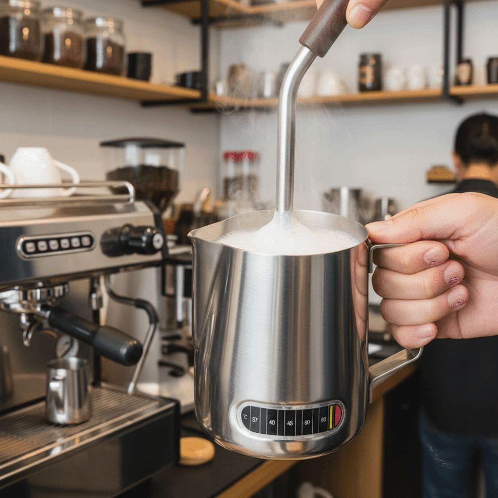 Temperature Sensing Latte Art Cup Accurate Scale Milk Frother Jug Latte Art Jug  Barista Use