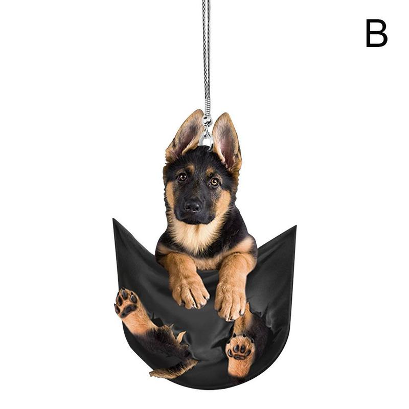2D Funny Car Rearview Mirror Cute Pocket Pendant Hanging Puppy Colorful Dog Ornament Accessories Home Decoration