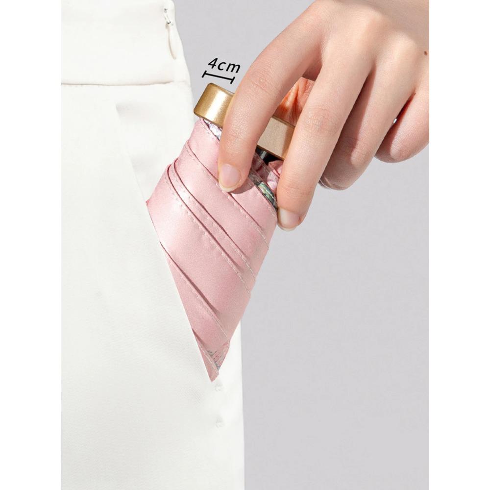 Women's Mini Black Rubber Sunscreen UV Sunshade Umbrella Compact and Convenient Capsule Sun Umbrella Six Fold Umbrella