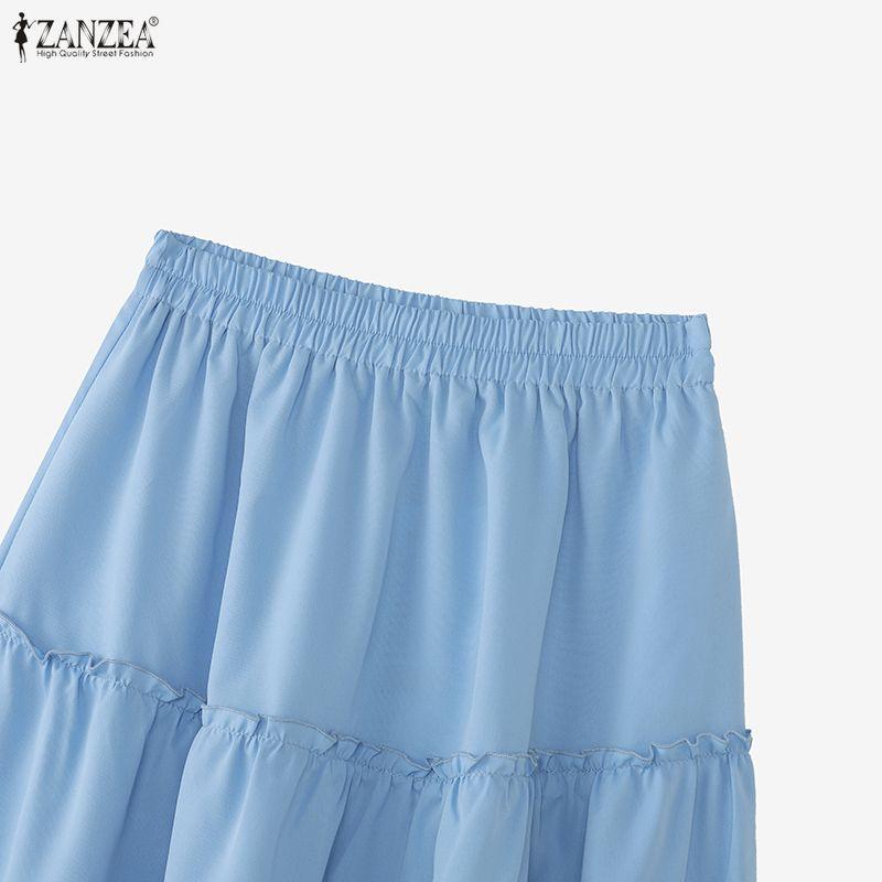 ZANZEA Женские повседневные свободные длинные юбки с эластичной резинкой на талии