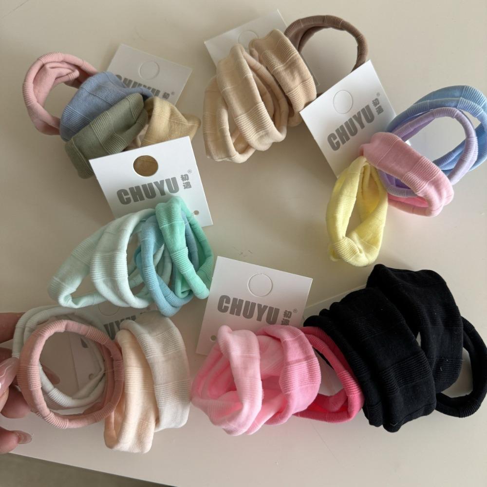4pcs/set Seamless Hair Rope Set Macaron Color Elastic Hair Rings Simple Towel Hair Ties  Girl