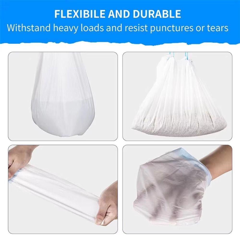 2 Roll Portable Drawstring Trash Bags 45x50cm Large Garbage Bag Durable Plastic Bag Household Use