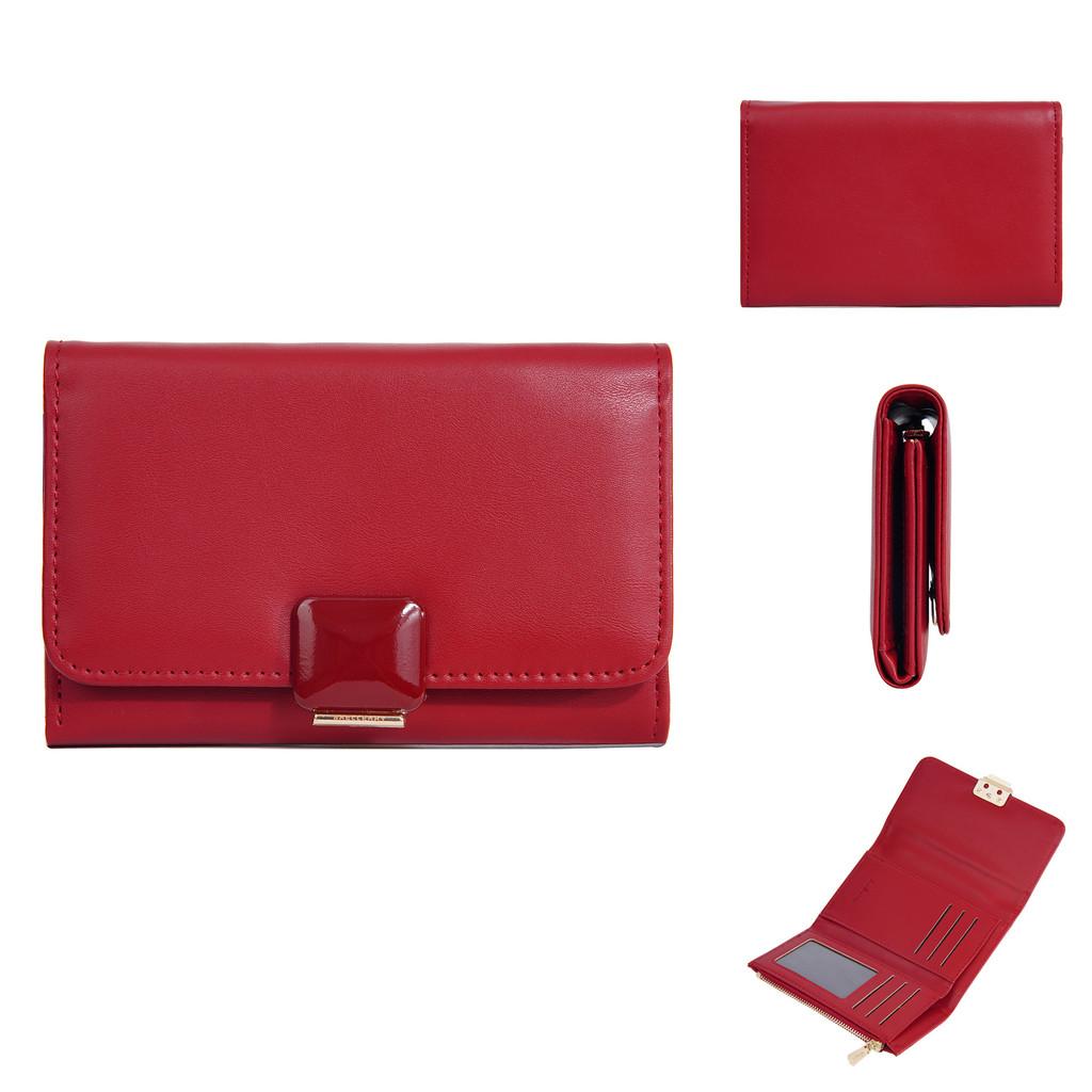 Ladies Wallet Card Holder Pu Leather Zipper Long Style For Daily Use