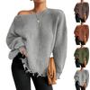 Women's Fashionable Round Neck Casual Solid Color Long-sleeved Off-shoulder Sweater
