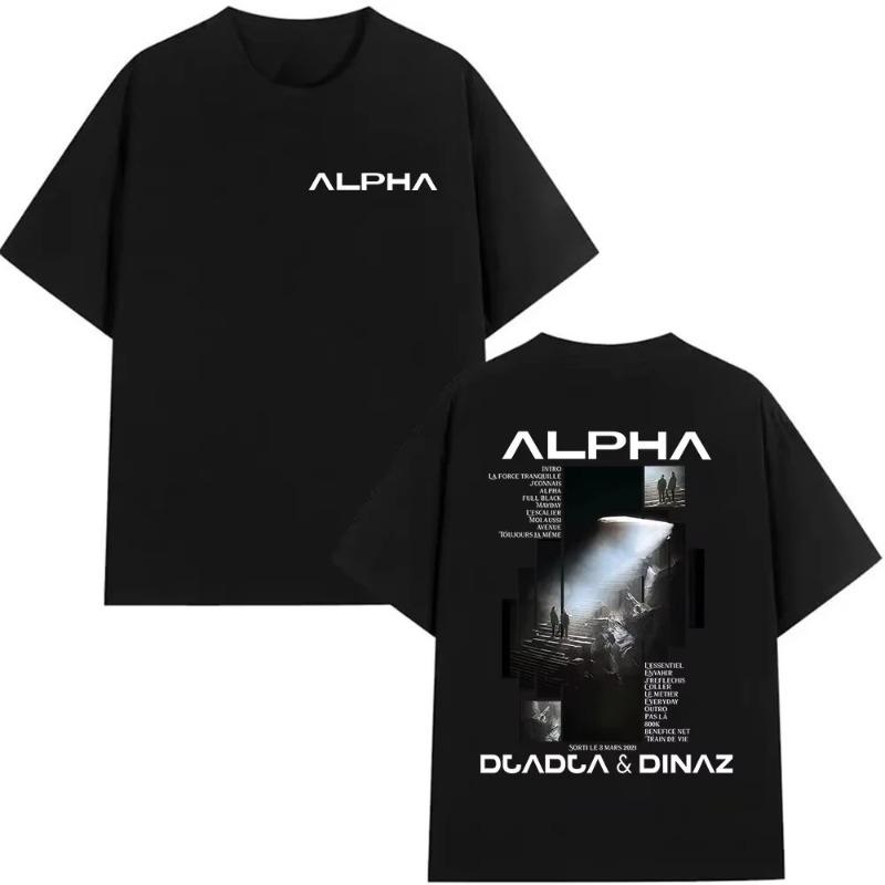 Рэпер Alpha Djadja & Dinaz Альбом 2026 Графические Футболки Мужские Хип-Хоп Готика Короткий Рукав Футболка Чистый Хлопок Унисекс Уличная Одежда