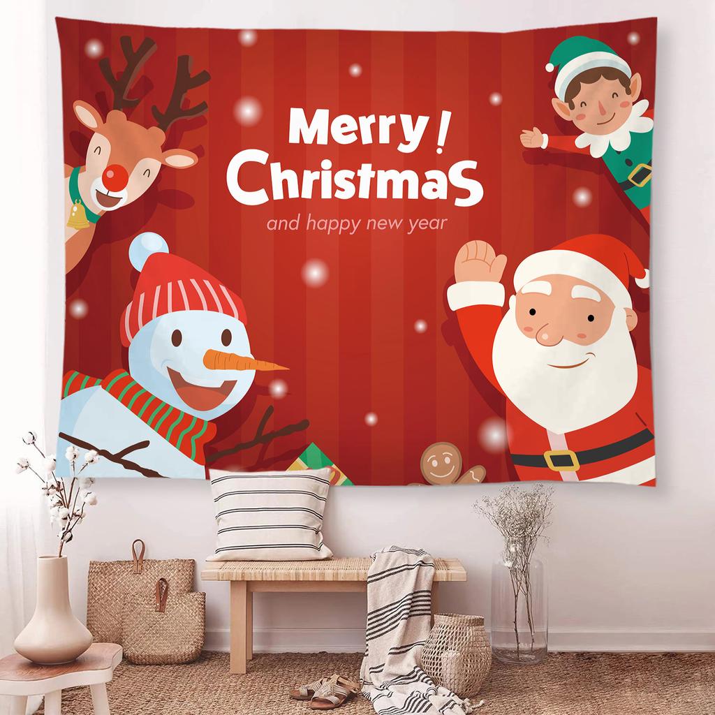 Снежная Рождественская елка камин Санта-Клаус гобелен с принтом настенный фон тканевый декор рождественское украшение для дома и комнаты