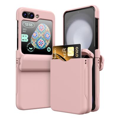 Пластиковый чехол с держателем для карт для телефона Samsung Galaxy Z Flip 6 5 4 3 Flip6 Flip5 Flip4 Flip3 5G Full Hinge Protection Cover