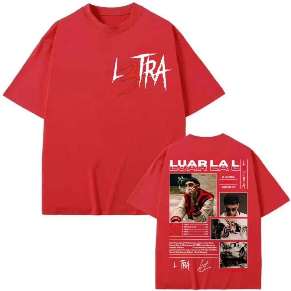 Unisex Women Clothing Fashion Hip Hop T-shirt Rapper Luar La L Poster Graphic T Shirts Music Album L3TRA Double Sided Print T Shirt