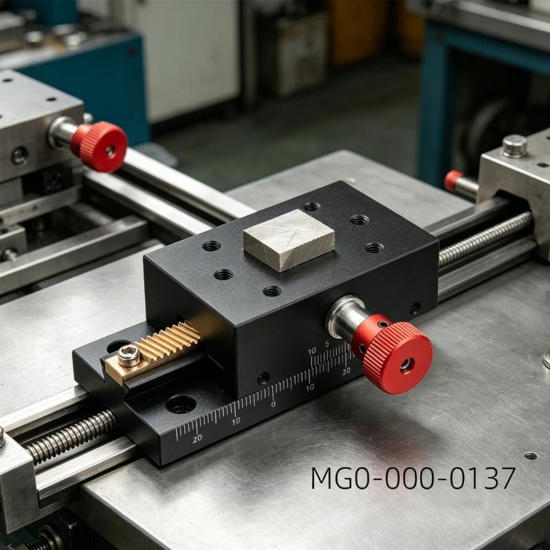 Translation Stage with Manual Adjustment Knob, Rack Control, and Threaded Mounting Holes for Mounted Equipment Position Changes and Alignment Work