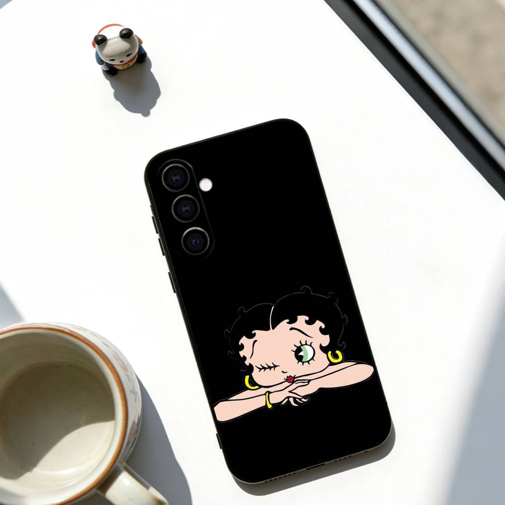 Мультяшный чехол для телефона Betty Boop, мягкий, черный, для Samsung Galaxy A73, A72, A71, A70, A53, A52, A51