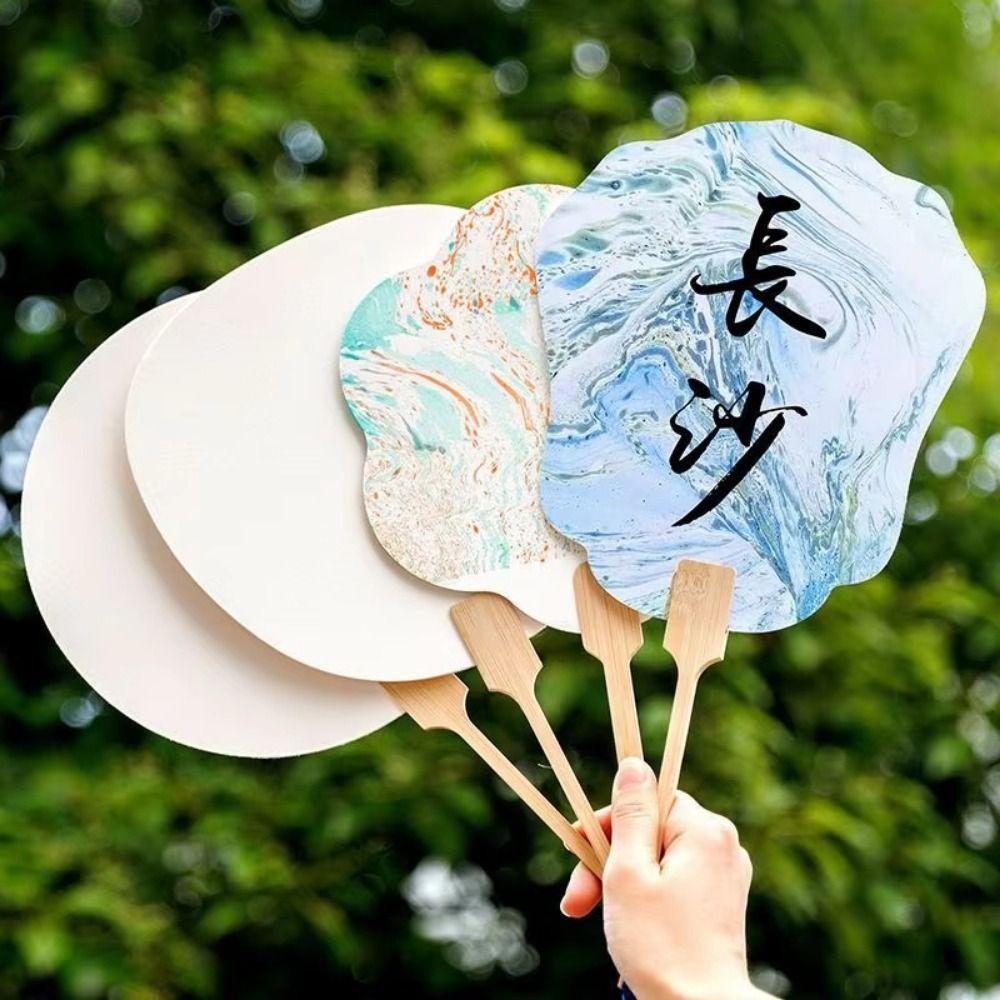 5Pcs Double-side Blank Paper Fan DIY Painting Hand Painting Graffiti Fans  Lacquer Fan