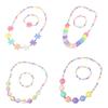 Cuteness Flower Rainbow Necklace and Bracelet Set Charm Jewelry Set Colorful Beads Jewelry Plastic Texture for Girls