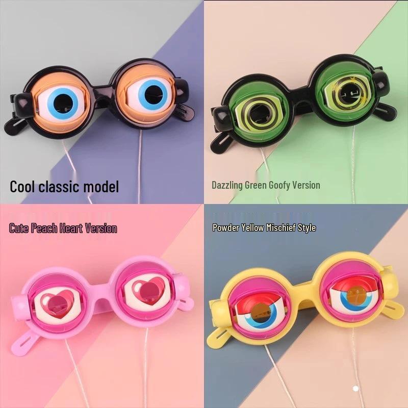 New Funny Crazy Glasses: Blink and Prank with Pull String - Perfect for Kids' Fun!