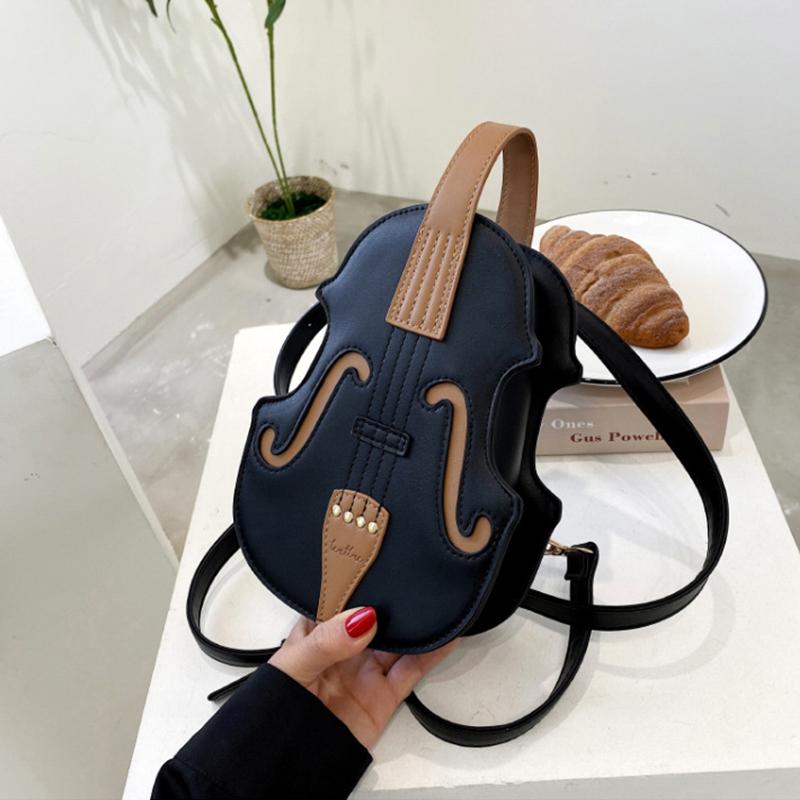 Yogodlns Creative Violin Female Crossbody Bag PU Leather Small Backpacks for Women Luxury Design Thread Ladies Fashion Shoulder Bag
