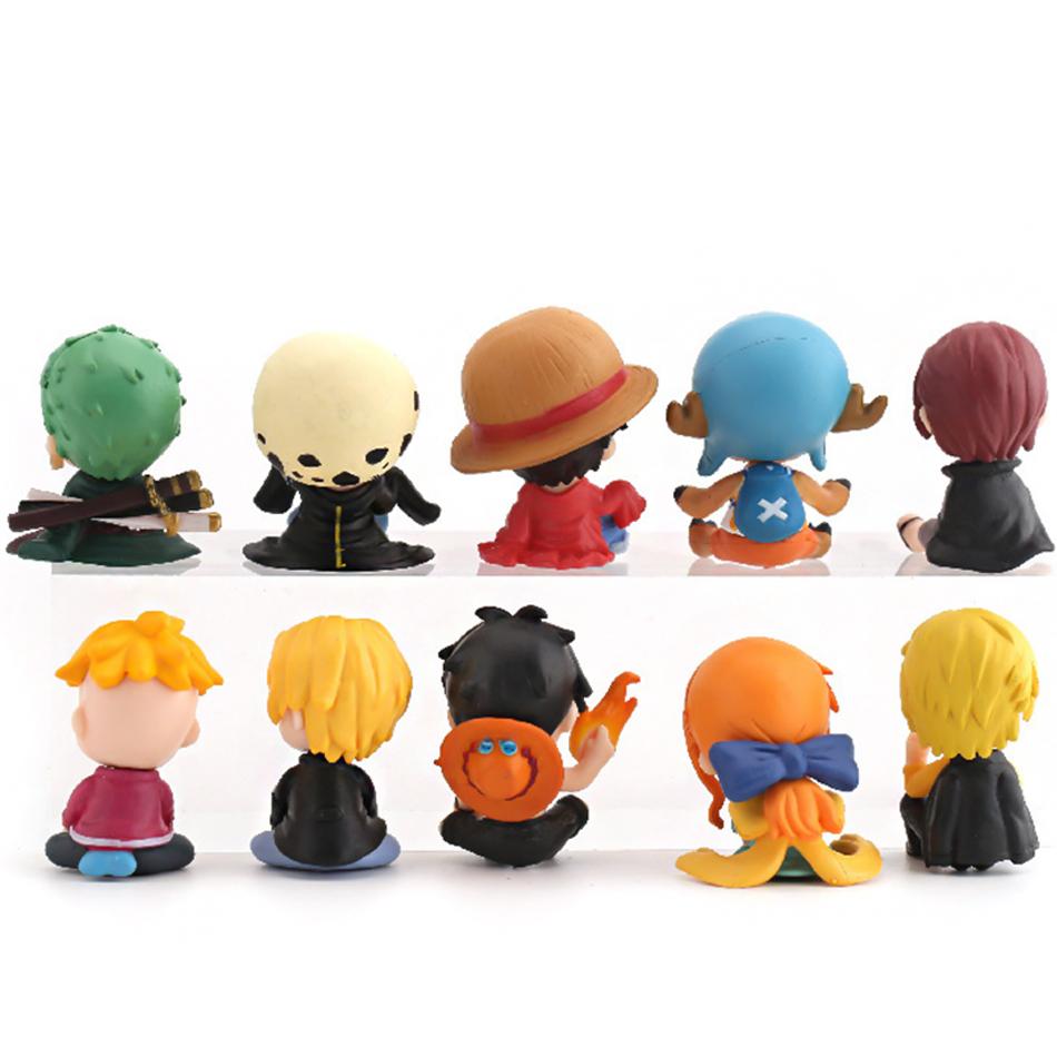 Набор из 10 шт. Фигурки Аниме One Piece Игрушки Луффи Ророноа Зоро 4 см Q-версия Фигурка Действия Кавайная Кукла Украшение для Автомобиля PVC Модель Подарок