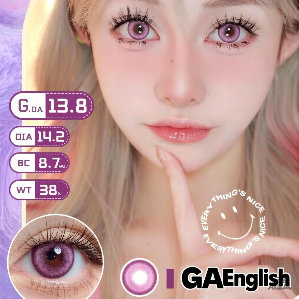 DOUBLEFISHPIG Серия Genki 1-летняя: Травянисто-зеленый, Оранжевый, Фиолетовый, Розово-красный, Синий, Голубой и Золотой - Официальные Аутентичные Косплей Линзы