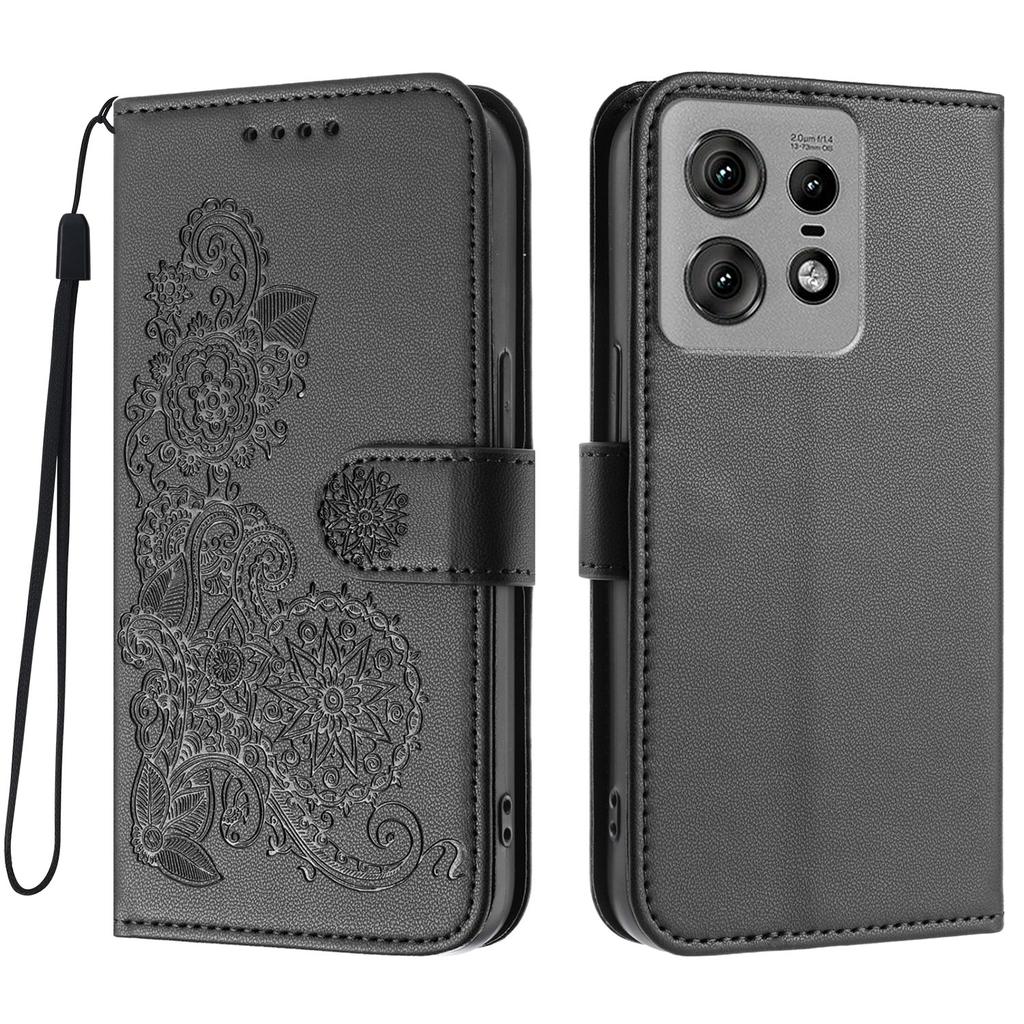For Motorola Edge 50 Pro 5G Phone Cases Mandala Flower Leather Wallet Mobile Cover with Strap