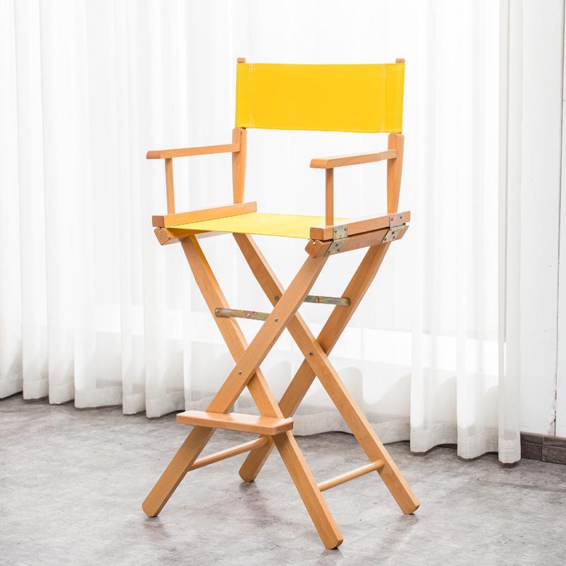 Складной стул режиссера из массива дерева с холщовой спинкой - Барный стул, для улицы, макияжа или рыбалки