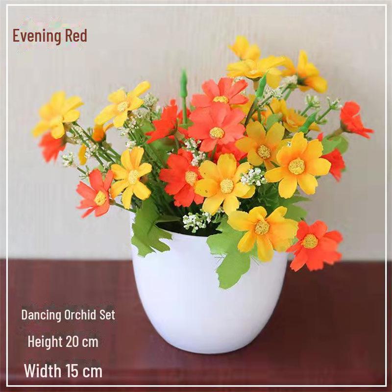 Декоративный набор небольших искусственных цветов в горшках для декора дома и гостиной