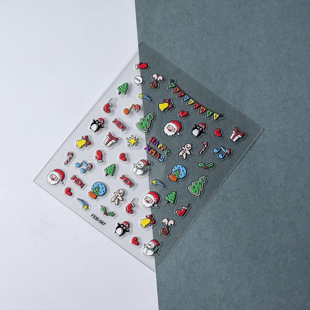 Милые рождественские маникюрные наклейки снежинки маникюр дизайн ногтей Decoratio 5D рельефные наклейки для ногтей женские