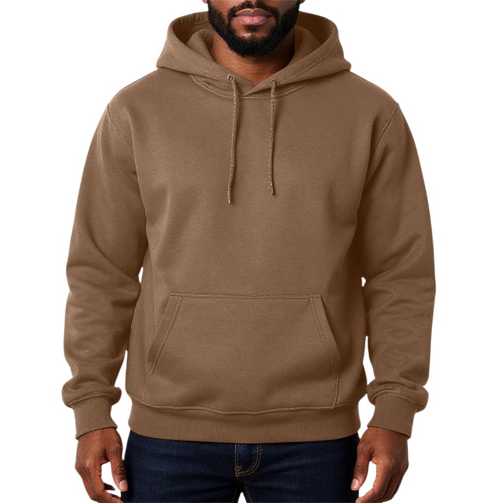 Men's Solid Color Adding Fleece Loose Hooded Hood Hoodie