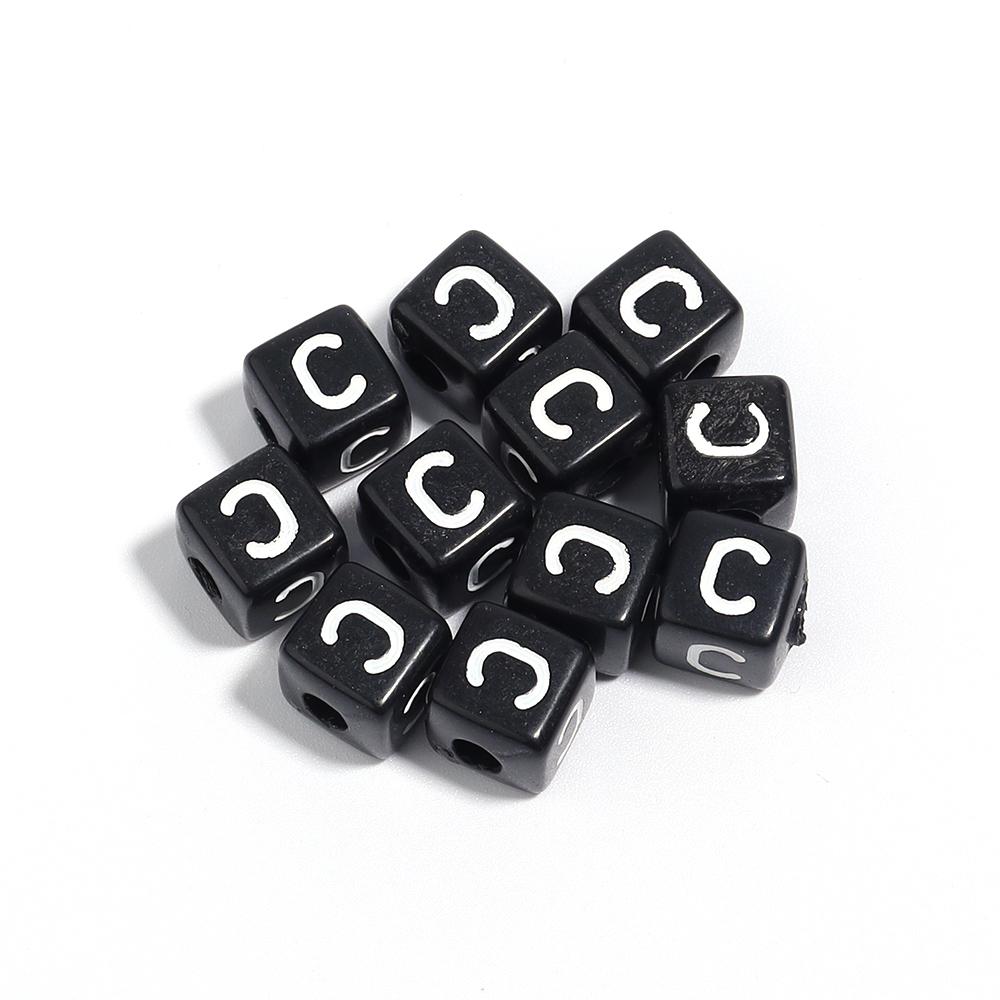 50-100pcs Black Acrylic Letter Beads A-Z Alphabet Beads Cube Spacer Beads For DIY Bracelet Necklace Jewelry Making Accessories