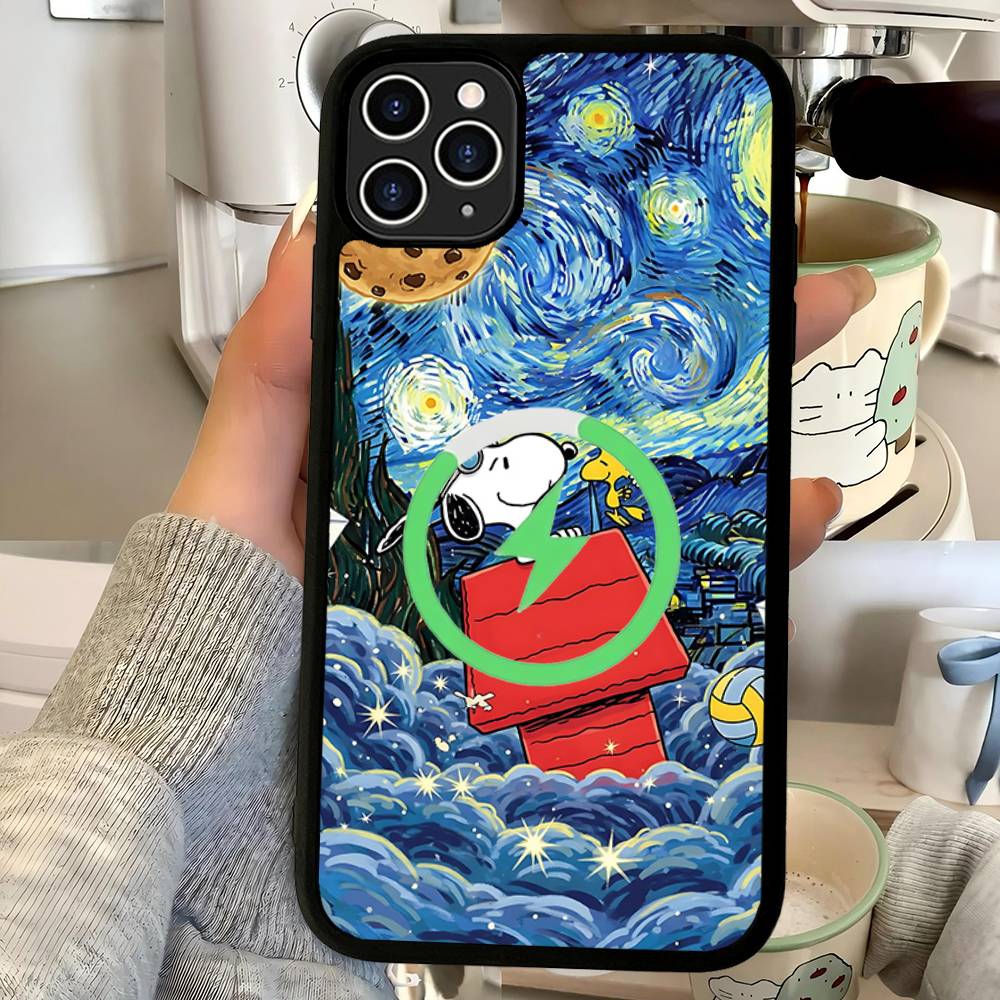 Classic Comic S-Snoopy For Magsafe Magnetic Phone Case Wireless PC+TPU For IPhone 11 12 13 14 15 16 17 Pro Max Plus