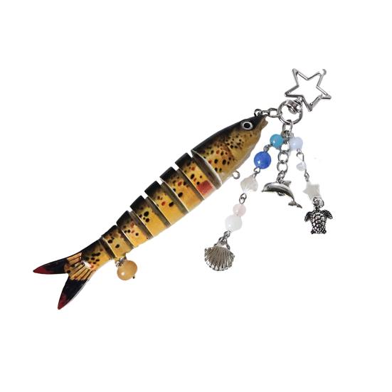 Рыболовная приманка Брелок Подвеска Бусины Ракушка Морская звезда Кисточка 8-секционный Брелок для ключей в виде рыбы