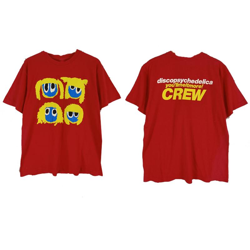 1984 Британский Эйсид-рок Primal Scream Оригинальный состав Американский кэжуал красная футболка с коротким рукавом Раскованные улицы Литературный