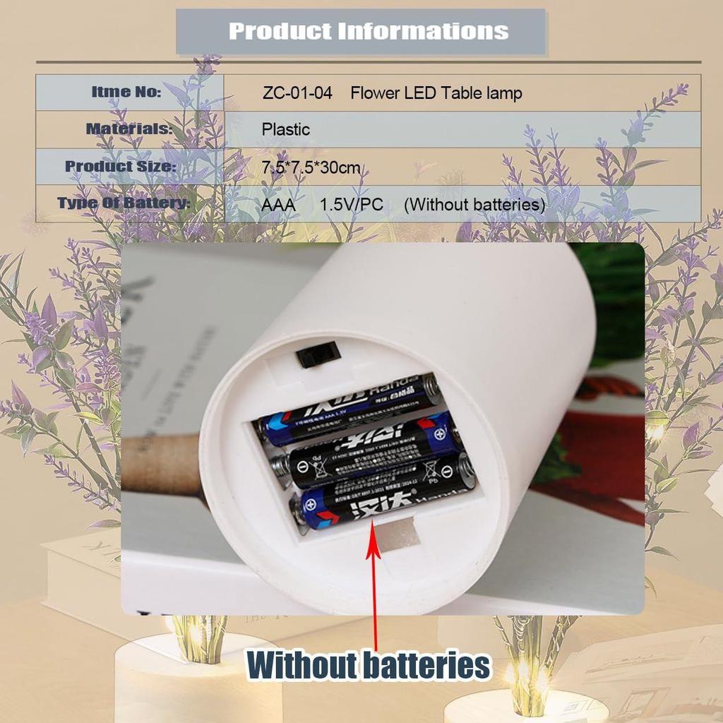 Светодиодный светильник в виде цветка тюльпана и розы – Романтический прикроватный ночник, Имитация букета для дома, спальни, свадьбы и декоративной экспозиции (Теплый белый)