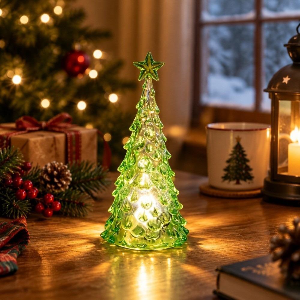 Glowing Christmas Tree Lamp Transparent Xms Eve Candle Lights Bedroom Decor