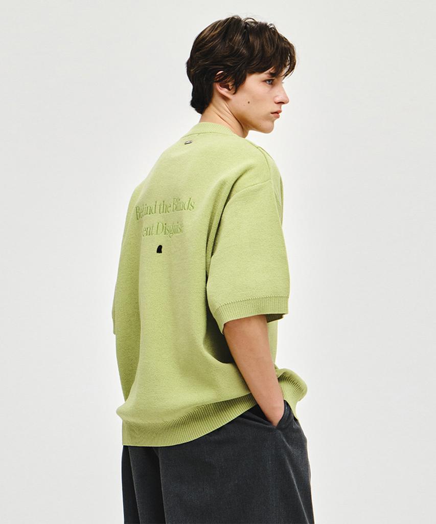 Ziosongzio Semblance Slogan Collarless Cardigan Ash Green Zi2Kt884Ag