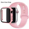 Стекло+корпус+ремешок для Apple Watch band 44 мм 45 мм 42 мм 41 мм 40 мм 38 мм Силиконовый ремешок для часов браслет iWatch series 8 9 7 6 5 4 3 SE