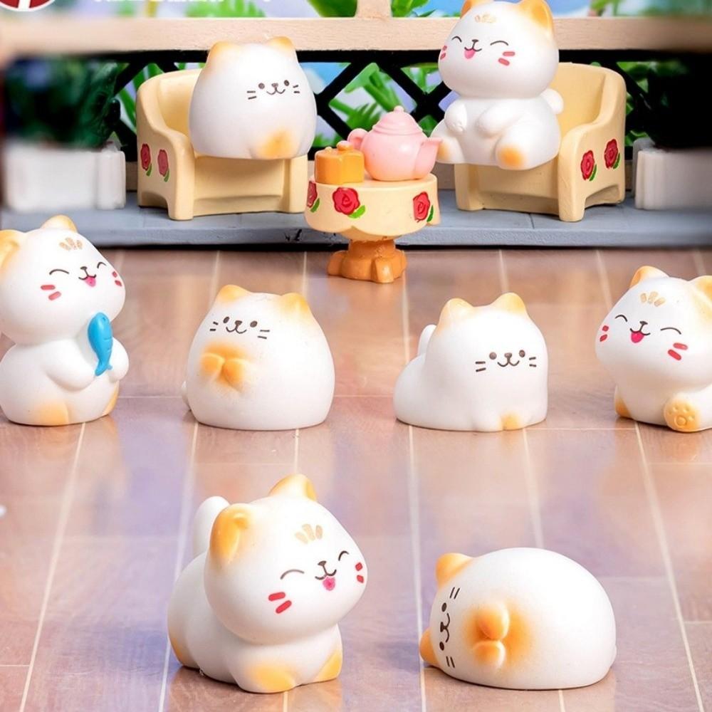 Wealth Cat Model Mini Resin Crafts Kawaii Animal Ornaments Cat Figurine Desktop Decoration